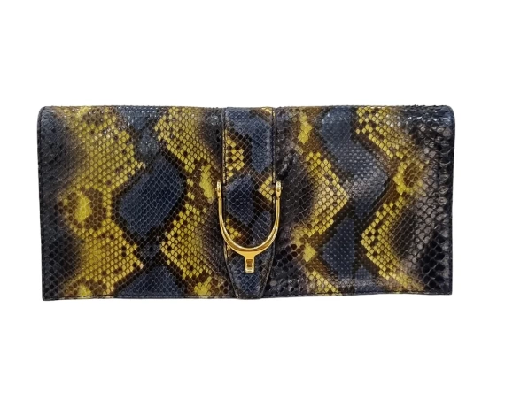 Clutch Gucci Python Azul Marinho Amarela e Preta