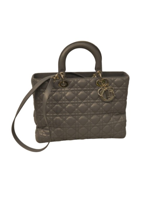 Bolsa Christian Dior Lady Dior Grande Cinza